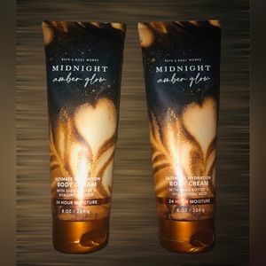 2 New Midnight Amber Glow Bath and Body Works Body Creams